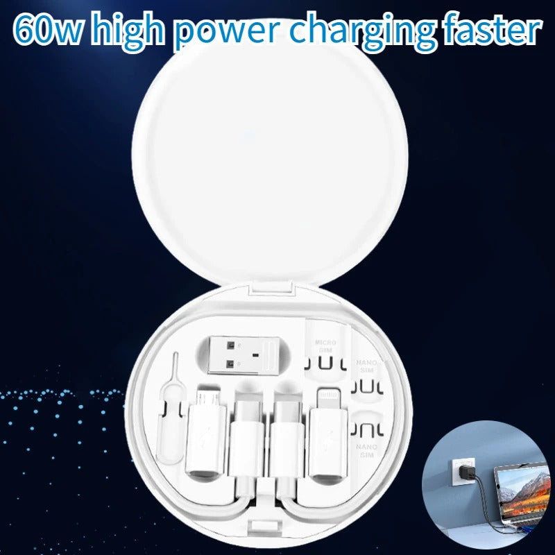 Universal 60W USB-C Cable Kit – Type-C, Lightning & Micro Adapter Set